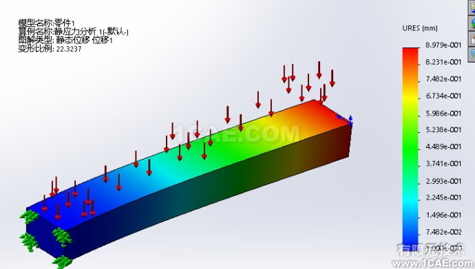 Solidowrks <wbr>Simulation懸臂梁受分布力系的變形分析 Solidowrks <wbr>Simulation懸臂梁受分布力系的變形分析