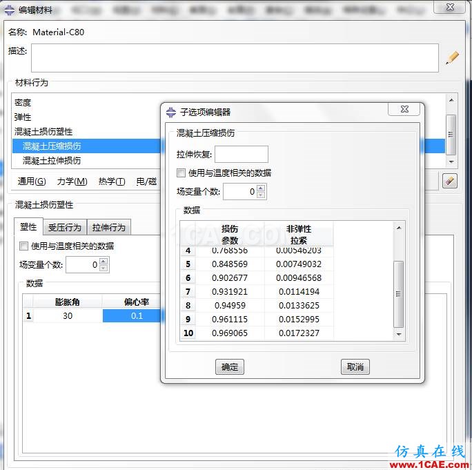 ABAQUS C80砼損傷參數abaqus有限元培訓教程圖片11