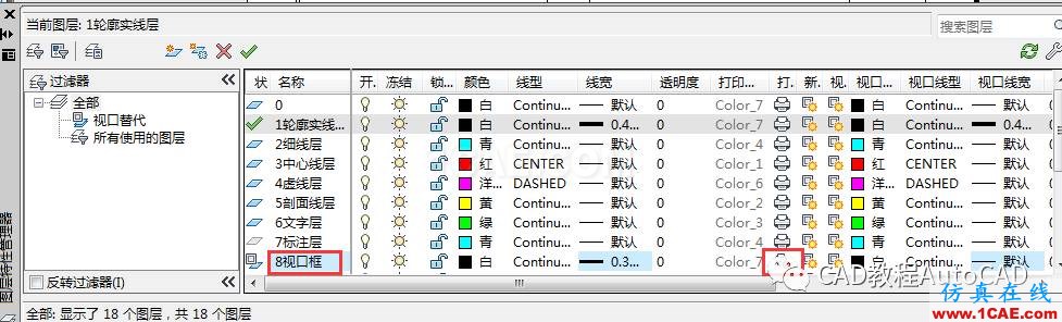 CAD布局中打印時如何隱藏視口框的線條？【AutoCAD教程】AutoCAD仿真分析圖片3