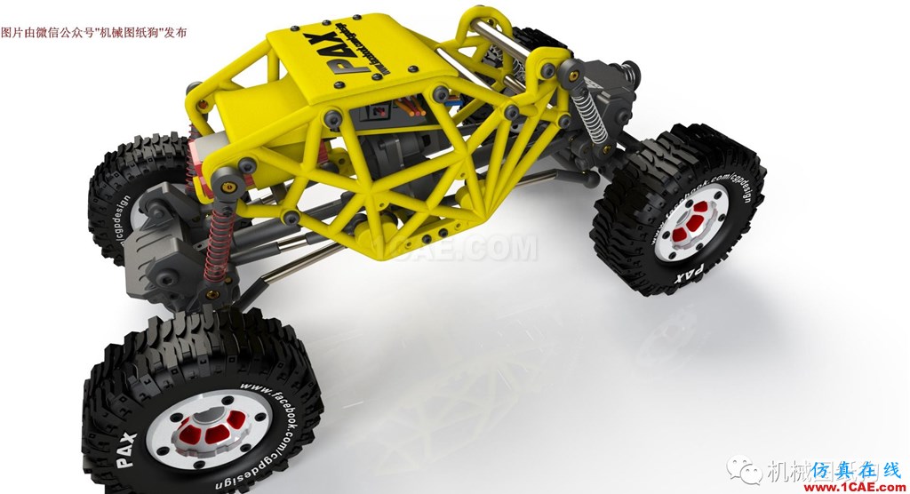 【RC遙控車】遙控大腳攀爬模型車3D圖紙 SOLIDWORKS設計solidworks simulation分析案例圖片3