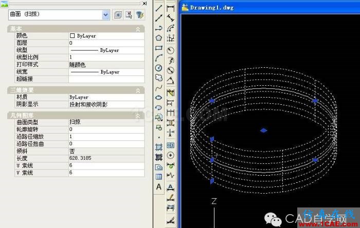 說明: AutoCAD 2008三維教程:環形彈簧及弧線彈簧的幾種畫法_中國教程網 AutoCAD環形彈簧做法二AutoCAD分析案例圖片3