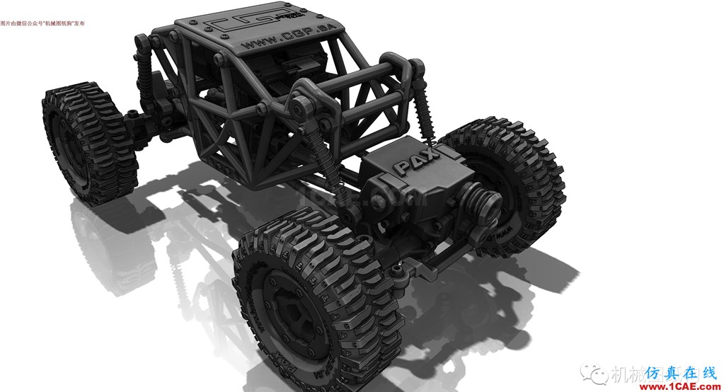 【RC遙控車】遙控大腳攀爬模型車3D圖紙 SOLIDWORKS設計solidworks simulation分析案例圖片2