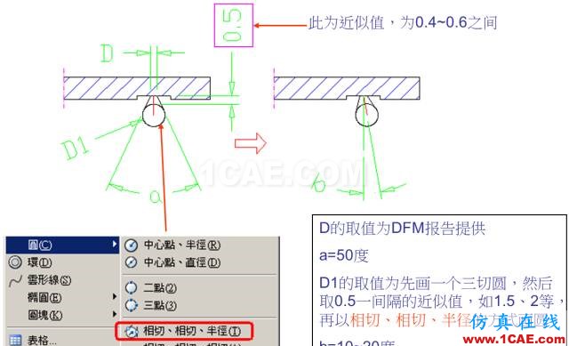 教你怎么畫模具的牛角進膠點、拆彎偷料ug設計圖片2
