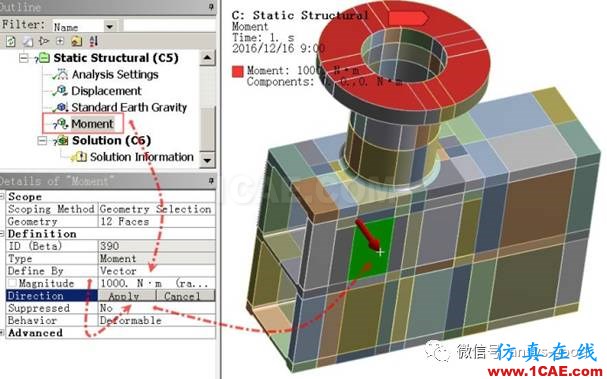 workbench中以云圖形式顯示網格質量，扭矩荷載的施加 ansys結果圖片10